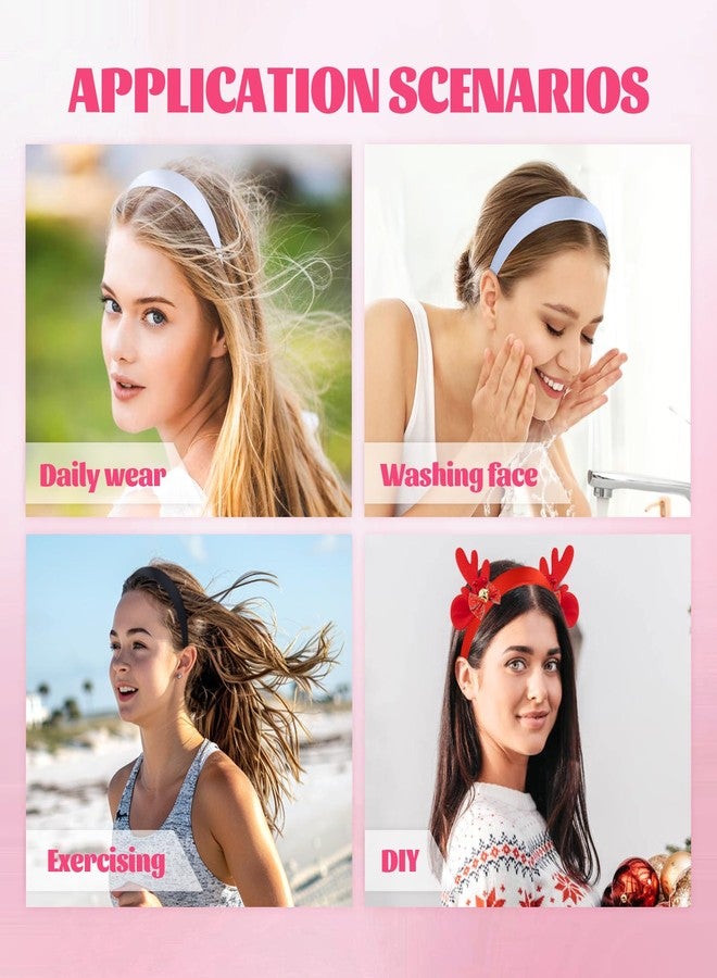 Cinaci 20 Pieces Candy Color Width 2cm/0.8" Plastic Headbands Satin Wrapped Blank Plain DIY Craft Project Headbands for Women Girls Teens Kids Hair Accessories - Image 4